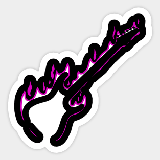 Fire Guitar (Violet version) Sticker